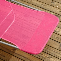 Outsunny 2 Piece Folding Chaise Lounge Chairs, Pool Sun Tanning Chairs with Reclining Back, Breathable Mesh Seat, Headrest for Beach, Yard, Patio, Pink(m-8)