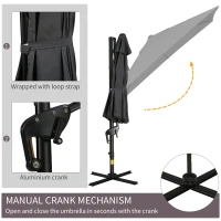 Outsunny 10ft Offset Patio Umbrella with Base, Hanging Aluminum and Steel Cantilever Umbrella with 360° Rotation, Easy Tilt, 8 Ribs, Crank, Cross Base for Poolside, Garden, Gray(m-6)