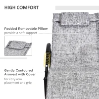 Outsunny Patio Texteline Rocking Lounge Chair Zero Gravity Rocker Outdoor Recliner Seat w/ Padded Pillow Grey(m-4)