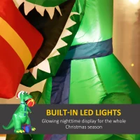 HOMCOM 6ft Christmas Inflatables Outdoor Decorationss Decorations Dinosaur with Christmas Hat and Gift Boxes, Blow-Up LED Yard Christmas Decor for Lawn Garden Party(m-4)