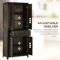 HOMCOM 72.5" Pinewood Large Kitchen Pantry Storage Cabinet, Freestanding Cabinets with Doors and Shelves, Dining Room(m-7)