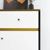 HOMCOM Accent Cabinet, Modern Buffet Sideboard with High Gloss Doors, Drawers and Pine Wood Legs for Living Room, White(m-10)