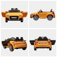 Aosom 6V Kids Electric Ride On Car, Licensed Audi TT RS with Suspension System and Remote Control, Horn, 5 Songs, Lights, MP3 Player - Yellow(m-8)