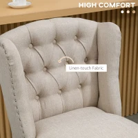 HOMCOM Counter Height Bar Stools Set of 2, Upholstered Bar Chairs with Nailhead Backrest and Footrest, Modern Barstools for Kitchen, Dining Room, Beige(m-6)