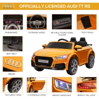 Aosom 6V Kids Electric Ride On Car, Licensed Audi TT RS with Suspension System and Remote Control, Horn, 5 Songs, Lights, MP3 Player - Yellow(m-4)