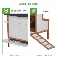 PawHut 47" Chicken Coop Wooden Chicken House Rabbit Hutch Raised Poultry Cage Portable Hen Pen Backyard with Nesting Box and Handles(m-7)