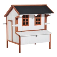 PawHut 47" Chicken Coop Wooden Chicken House Rabbit Hutch Raised Poultry Cage Portable Hen Pen Backyard with Nesting Box and Handles(m-1)