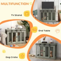 PawHut Modern Dog Crate End Table with Divider Panel, Gray(m-4)