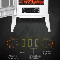 HOMCOM Modern Electric Fireplace, Free Standing Electric Fire with Realistic LED Flame, 750W/1500W, White(m-5)