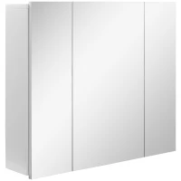 kleankin 28" x 24" Wall Mounted Mirror Cabinet, Bathroom Medicine Cabinet with Mirror, 3 Doors and Adjustable Shelves, White(m-11)