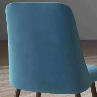 HOMCOM Upholstered Dining Chairs Set of 4, Velvet Accent Chair with Back and Wood-grain Steel Leg for Kitchen, Blue(m-9)
