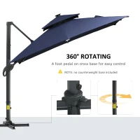 Outsunny 10x10ft Shade Umbrella with Solar LED Cold Lighted & Power Bank with Adjustable Angle for Backyard, Dark Blue(m-6)