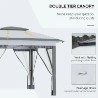 Outsunny 12' x 12' Pop Up Canopy Tent with Netting and Carry Bag, Instant Sun Shelter with 137 sq.ft Shade, Tents for Parties, Height Adjustable, for Outdoor, Garden, Patio, Gray(m-8)