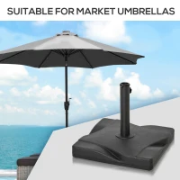 Outsunny 44lbs Square Cement Patio Umbrella Base Stand, Outdoor Garden Parasol Base Umbrella Weight Stand Holder Fits Φ1.3", Φ1.5" and Φ2.0" Pole - Black(m-6)