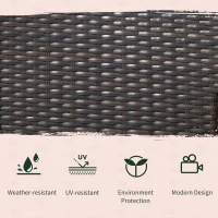 Outsunny 2 Seat Rattan Wicker Chair Garden Bench with Tea Table Backyard All Weather Padded Seat, Brown(m-4)