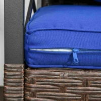 Outsunny 3 Piece Patio Rocking Chair Set, Outdoor Wicker Bistro Set with 2 Oversize Cushioned Porch Rockers and 2 Tier Coffee Table for Garden, Porch, Backyard, Blue(m-7)