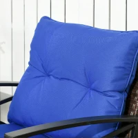 Outsunny 3 Piece Patio Rocking Chair Set, Outdoor Wicker Bistro Set with 2 Oversize Cushioned Porch Rockers and 2 Tier Coffee Table for Garden, Porch, Backyard, Blue(m-8)