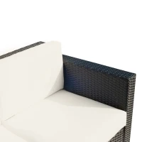 Outsunny Deluxe 3 Seat Rattan Wicker Sofa Garden Outdoor Patio Furniture with Cushion, Cream White(m-10)