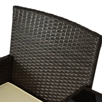 Outsunny 2 Seat Rattan Wicker Chair Garden Bench with Tea Table Backyard All Weather Padded Seat, Brown(m-10)