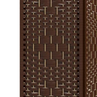 HOMCOM 3 Panel Folding Room Divider Portable Privacy Screen Wave Fiber Room Partition for Home Office Brown(m-8)
