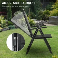 Outsunny 7 Piece Patio Dining Set for 6, Outdoor Aluminum Frame Dining Furniture Set with Expandable Table, Folding & Reclining Chairs with Mesh Fabric Seats, Black(m-6)