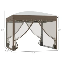 Outsunny 10' x 10' Pop Up Canopy Tent with Netting, Instant Sun Shelter, Tents for Parties, Height Adjustable, with Wheeled Carry Bag and 4 Sand Bags for Outdoor, Garden, Patio, Cream(m-3)