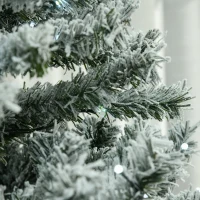 HOMCOM 6' Prelit Artificial Flocked Christmas Trees, with Snow Frosted Branches, Cold White LED Lights, Auto Open(m-9)