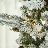 HOMCOM 6' Flocked Artificial Christmas Tree with Warm White LED Lights(m-9)