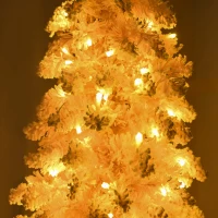 HOMCOM 7' Flocked Christmas Trees, Pencil Prelit Artificial Christmas Tree with Snow Downswept Branches, Pink(m-9)