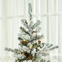 HOMCOM 6' Flocked Artificial Christmas Tree with Warm White LED Lights(m-8)
