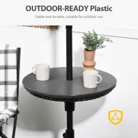 Outsunny 23" Outdoor Umbrella Table Tray with Adjustable Height, Round Patio Table with Umbrella Hole for Swimming Pool, Beach, Patio, Deck, Garden, Black(m-7)