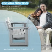 Outsunny Patio Glider Bench w/ HDPE Slatted Double Rocking Chair, Light Gray(m-5)