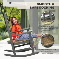 Outsunny Outdoor Rocking Chair, Traditional Wicker Porch Rocker w/ Soft Padded Seat, Breathable Backrest, Fade-Resistant Waterproof HDPE Frame with PE Rattan for Indoor & Outdoor, Dark Gray(m-5)