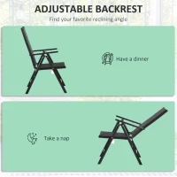 Outsunny 9-Piece Patio Dining Set for 8, Outdoor Aluminum Frames Dining Furniture Set with Expandable Table, Adjustable High Back Portable Chairs and Mesh Fabric Seats, Black(m-6)