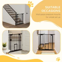 PawHut 36" Easy Open Indoor Dog Gates for Doorways, House, Stair - Black(m-9)