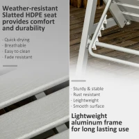 Outsunny Outdoor Chaise Lounge Chair, Heavy-Duty Plastic HDPE Pool Furniture with 5 Positions Reclining Backrest & Aluminum Frame for Beach, Tanning, Poolside, Patio, Light Gray(m-4)