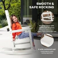 Outsunny Outdoor Rocking Chair, All Weather-Resistant HDPE Rocking Patio Chairs with Rustic High Back, Armrests, Oversized Seat and Slatted Backrest, 350lbs Weight Capacity, Light Gray(m-6)