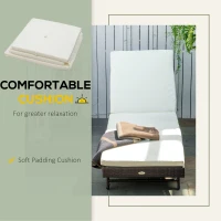 Outsunny Patio Chaise Lounge, Pool Chair with 5 Position Adjustable Backrest & Cushion, Outdoor PE Rattan Wicker Sun Tanning Seat, 78.75" x 24.75" x 35", Brown(m-6)