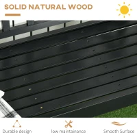 Outsunny Wooden Patio Bench, Outdoor Garden Bench with Backrest and Armrests, 3 Person Porch Bench with Rustic Country Diamond Pattern, Black(m-6)