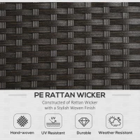 Outsunny 7 Piece Outdoor Patio Furniture Set with 4.75" Thick Cushions, Aluminum Frame Outdoor PE Rattan Wicker Sectional Sofa Set with Slat Wood Grain Plastic Top Coffee Table, Light Gray(m-4)