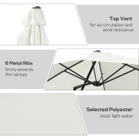 Outsunny 10FT Cantilever Umbrella, Offset Patio Umbrella with Cross Base, Switch with a Wrench, Hanging Umbrellas for Deck, Backyard, Pool and Garden, White(m-5)