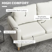 HOMCOM 56" 2 Seat Sofa, Modern Love Seats Furniture, Upholstered 2 Seater Couch with Side Pockets, Solid Steel Frame, White(m-5)