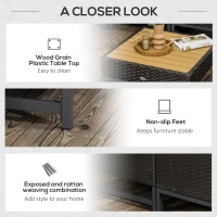 Outsunny 7 Piece Outdoor Patio Furniture Set with 4.75" Thick Cushions, Aluminum Frame Outdoor PE Rattan Wicker Sectional Sofa Set with Slat Wood Grain Plastic Top Coffee Table, Light Gray(m-6)