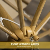 Outsunny 9' Patio Umbrella with Push Button Tilt and Crank, Double Top Ruffled Outdoor Market Table Umbrella with 8 Ribs, for Garden, Deck, Pool, Brown(m-7)