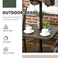 Outsunny 19" Beach Umbrella Table Tray, Slatted Instant Portable Beach Tables for Sand, Swimming Pools, Patio, Garden, Deck, Brown(m-7)