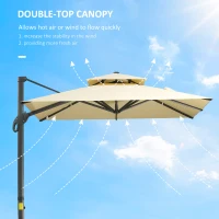 Outsunny 10ft Offset Patio Umbrella, Hanging Cantilever Umbrella, Square Shape, Aluminum Cross Base, Tilt, 360-Degree Rotation, Beige(m-6)