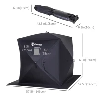 Outsunny 2 Person Pop Up Ice Fishing Tent Shelter, Fishing Shanty, with Carry Bag, Black(m-3)