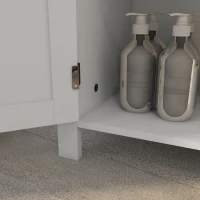 kleankin Bathroom Floor Storage Cabinet, Freestanding Bathroom Cabinet with Flat Doors, Open Shelf and Adjustable Shelf, White(m-10)