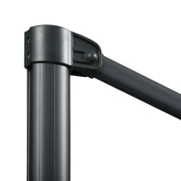 Outsunny 10ft Solar LED Cantilever Patio Umbrella, Aluminum Hanging Offset Umbrella Outdoor Sun Shade with 360 Degree Rotation, Lights, Tilt, Crank, Cross Base, Dark Gray(m-9)