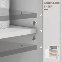 kleankin Bathroom Floor Storage Cabinet, Freestanding Bathroom Cabinet with Flat Doors, Open Shelf and Adjustable Shelf, White(m-5)